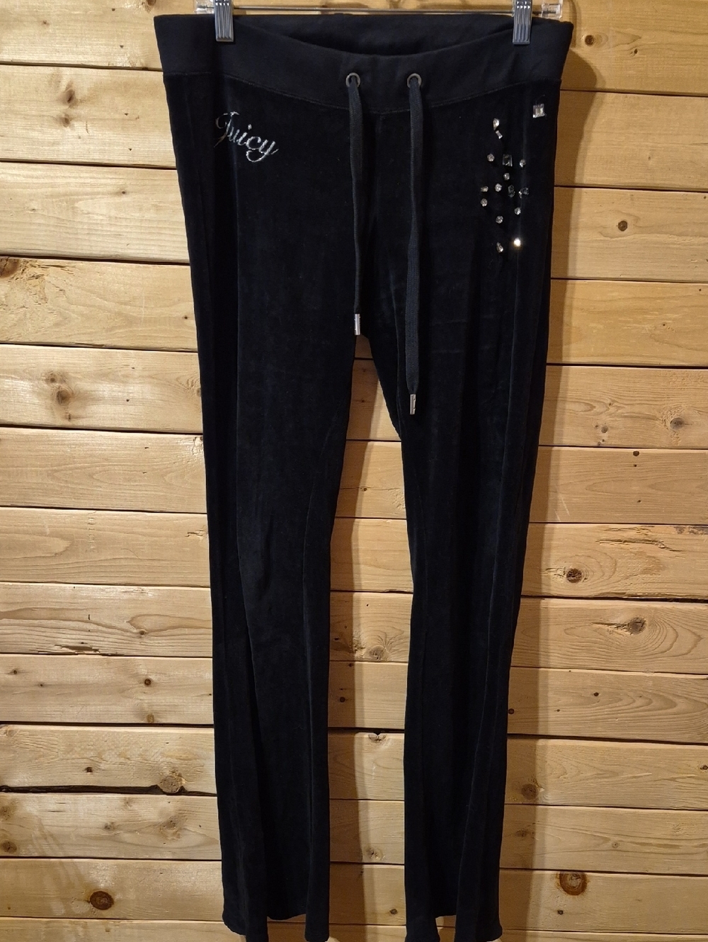 Womens Vintage Juicy Couture Velour Rhinestone Track Pants Size Medium Flare Leg